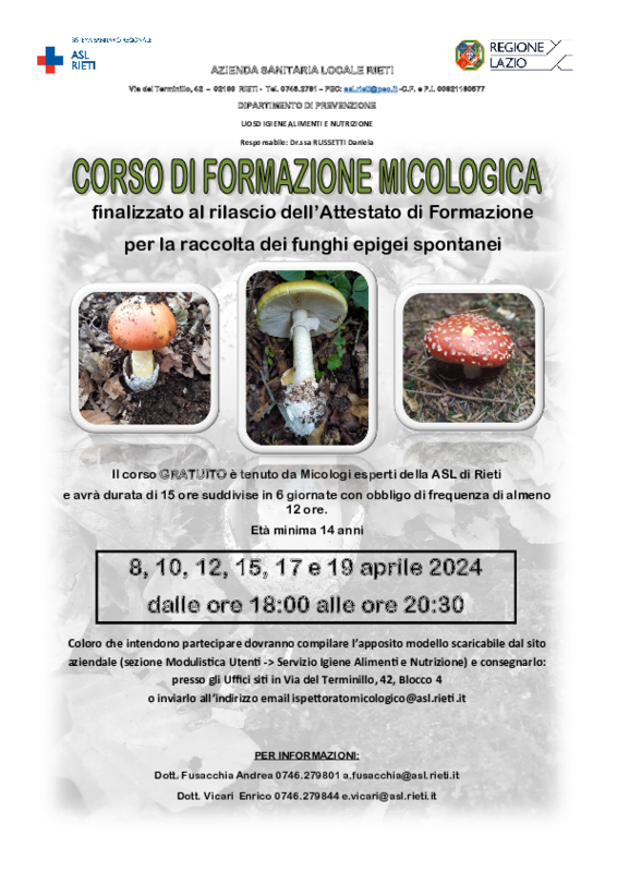 corso di formazione micologica